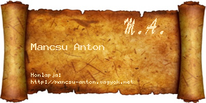 Mancsu Anton névjegykártya